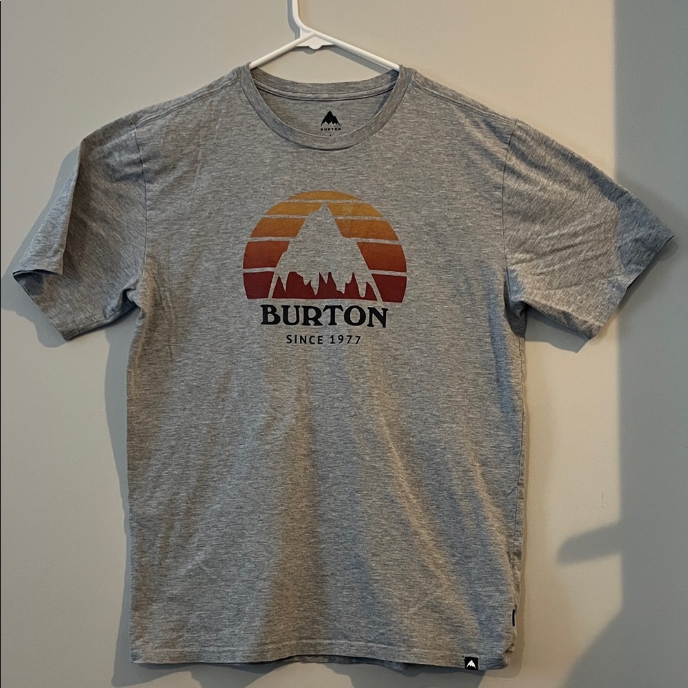 Burton Gray Short-Sleeve Tee with Sunset Mountain Graphic